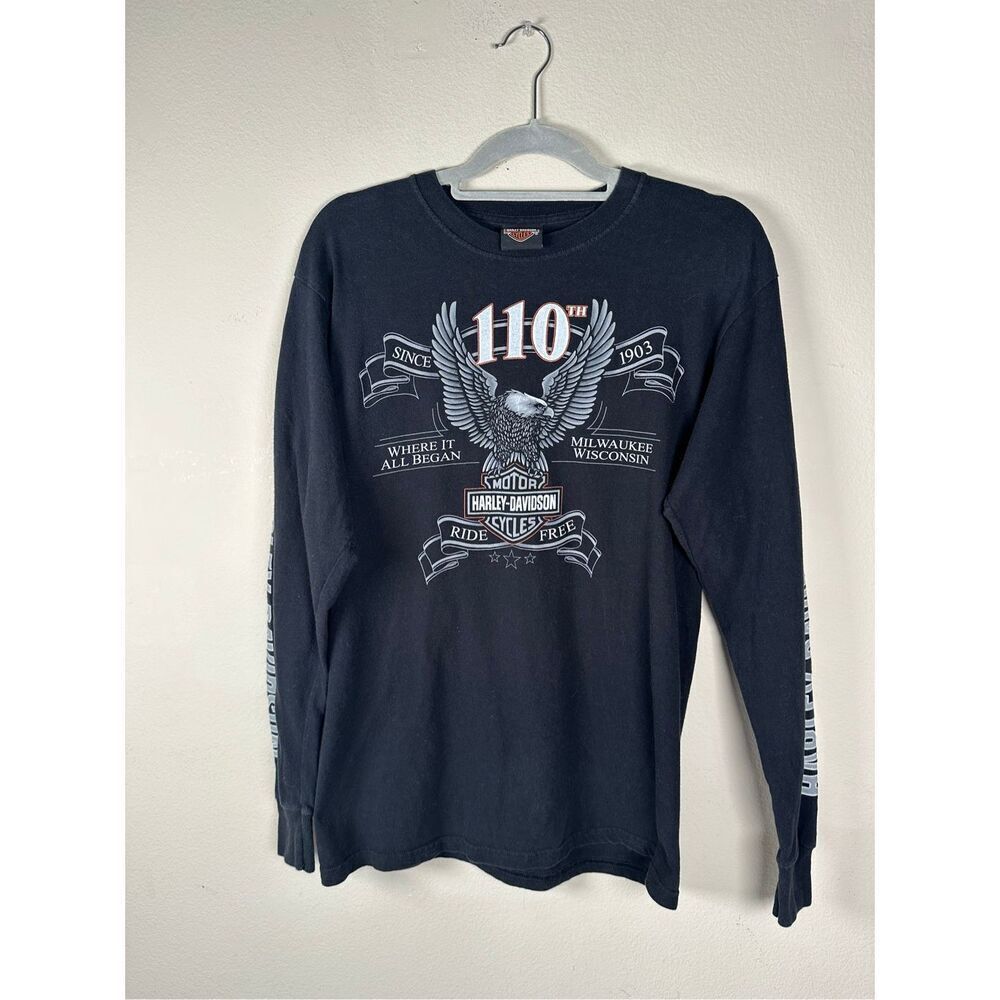 Harley Davidson Long Sleeve Kuwait Black Tee Sz medium